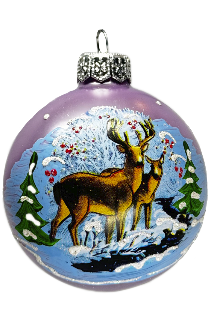 Елочный шар Олени у реки матовый КУ-65-234123